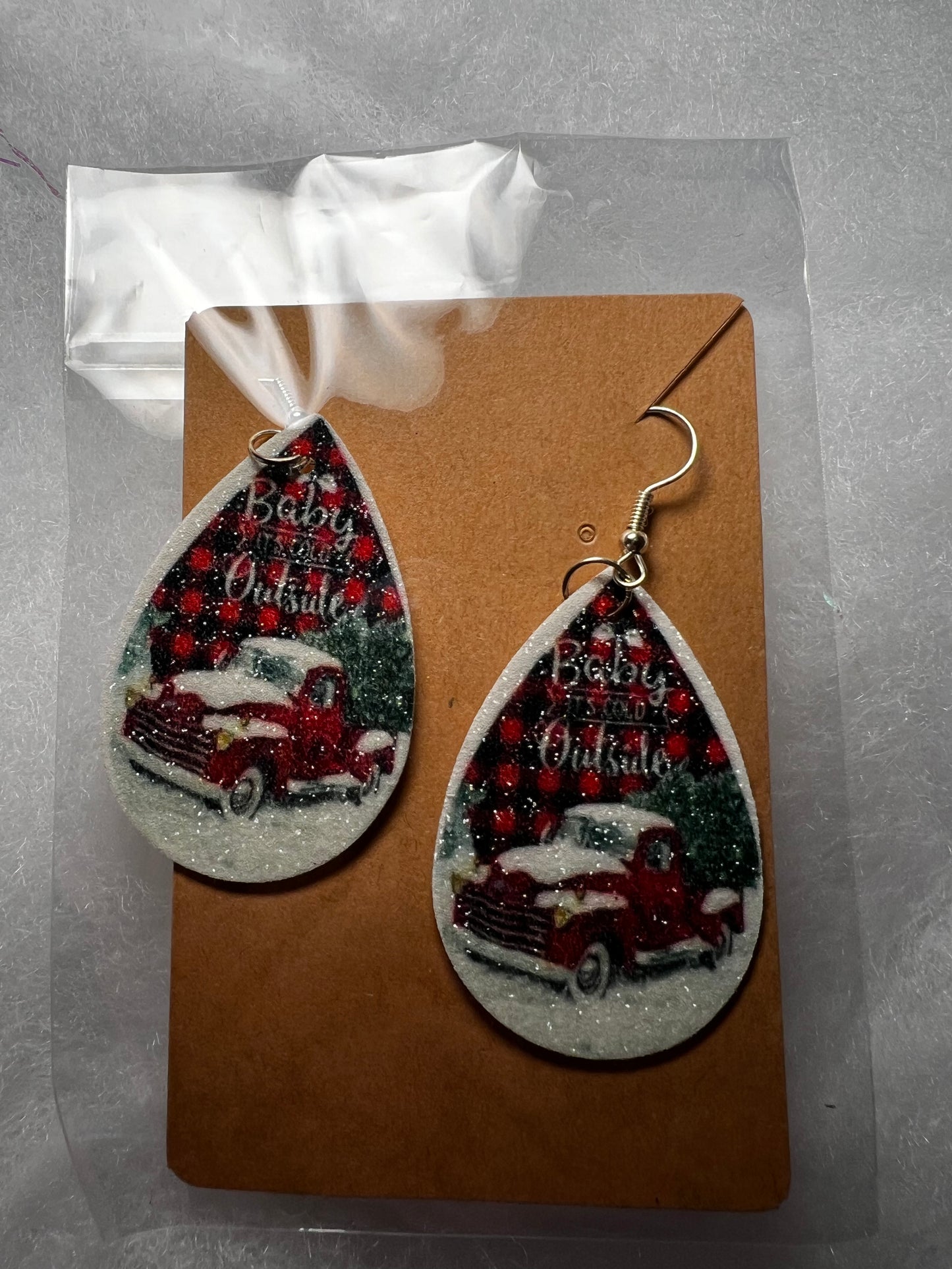 Tear drop Christmas earrings
