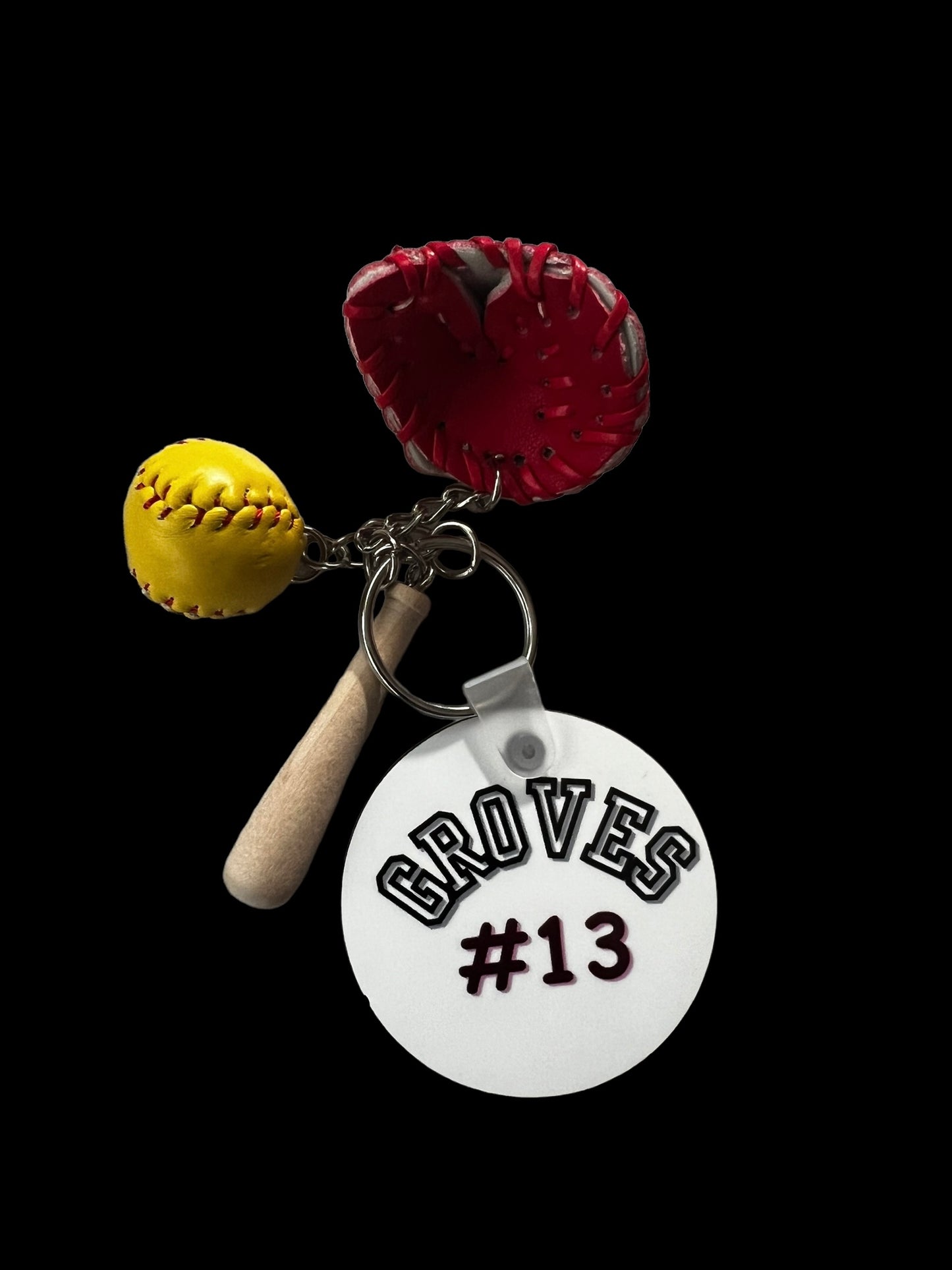 Softball keychain or bag tag