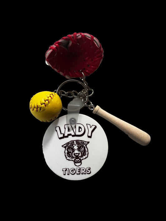 Softball keychain or bag tag